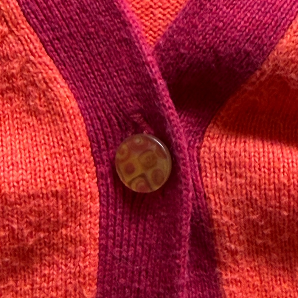 Shimmering Waltz Kid’s Orange Cardigan with Magenta Trim - Picture 2 of 4